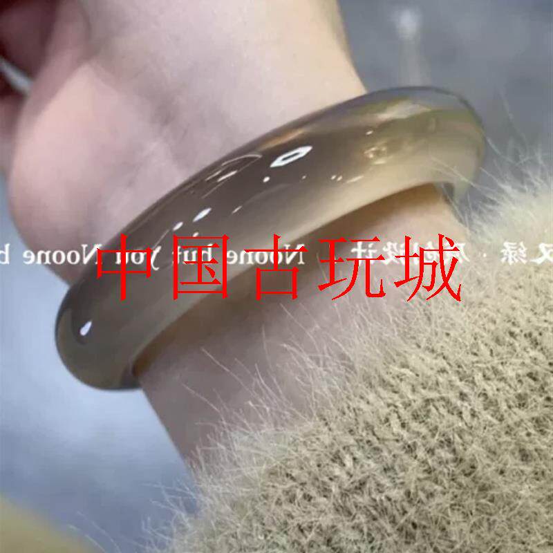 高级灰荔枝冻玛瑙少女款玉髓冰种温润透亮高透冰翡翠色玉手镯处理