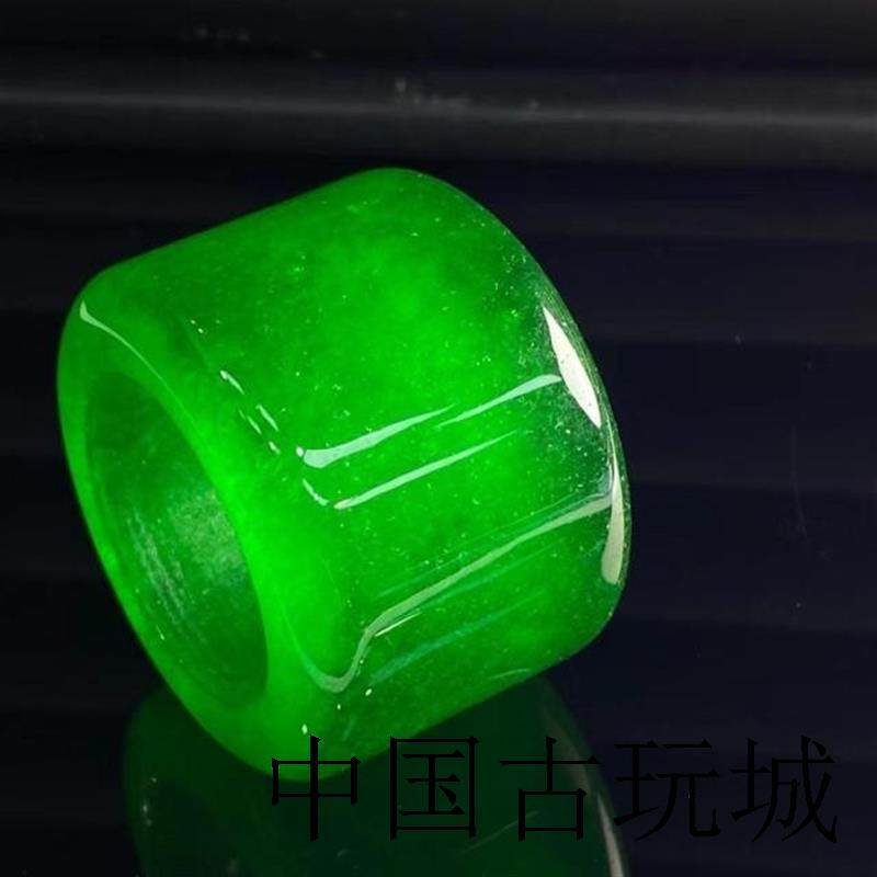 高端缅甸翡翠色满绿扳指冰种帝王绿宽戒指阳绿辣色指环百搭男女款