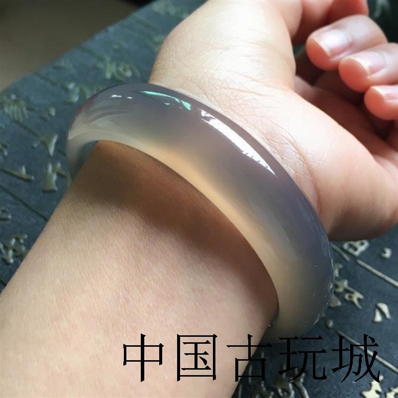 高端精选玉手镯冰种巴西烟灰玉髓玉镯子女少女玛瑙旺夫年轻圆条款
