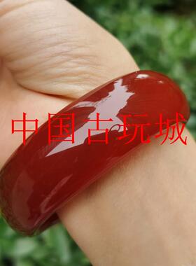 高级感玉手镯玉髓红玛瑙加厚加宽窄版女款红色送妈妈女友处理送礼