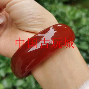 高级感玉手镯玉髓红玛瑙加厚加宽窄版女款红色送妈妈女友处理送礼
