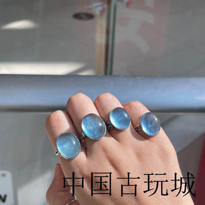 高端海蓝宝石天空蓝蛋面裸石戒面
