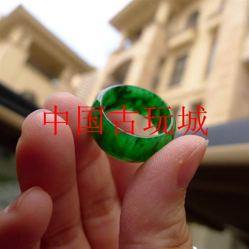 缅甸干青铁龙生翡翠色戒指花青满绿色戒圈玉指环女男款时尚百搭款