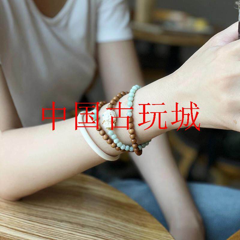 精选印度老山檀香多圈手链搭配猛犸象牙度母翡翠玉石手串女饰品