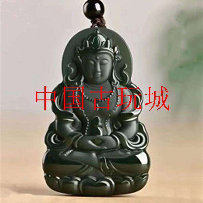 精品新疆和田玉青玉善妙度母吊坠男士款玉石观音挂件配挂绳饰品