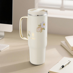 爱仕达繁花轻语纯钛大容量RWS86B17Q W吸管保温杯带盖带手柄860ml
