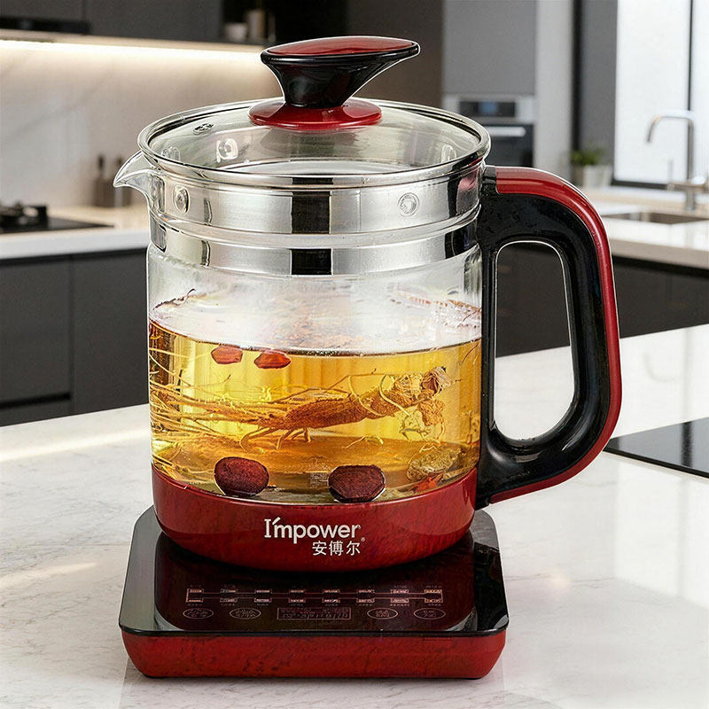 安博尔养生壶电热水壶一体煮茶壶1.5L加厚玻璃304不锈钢HB-7200
