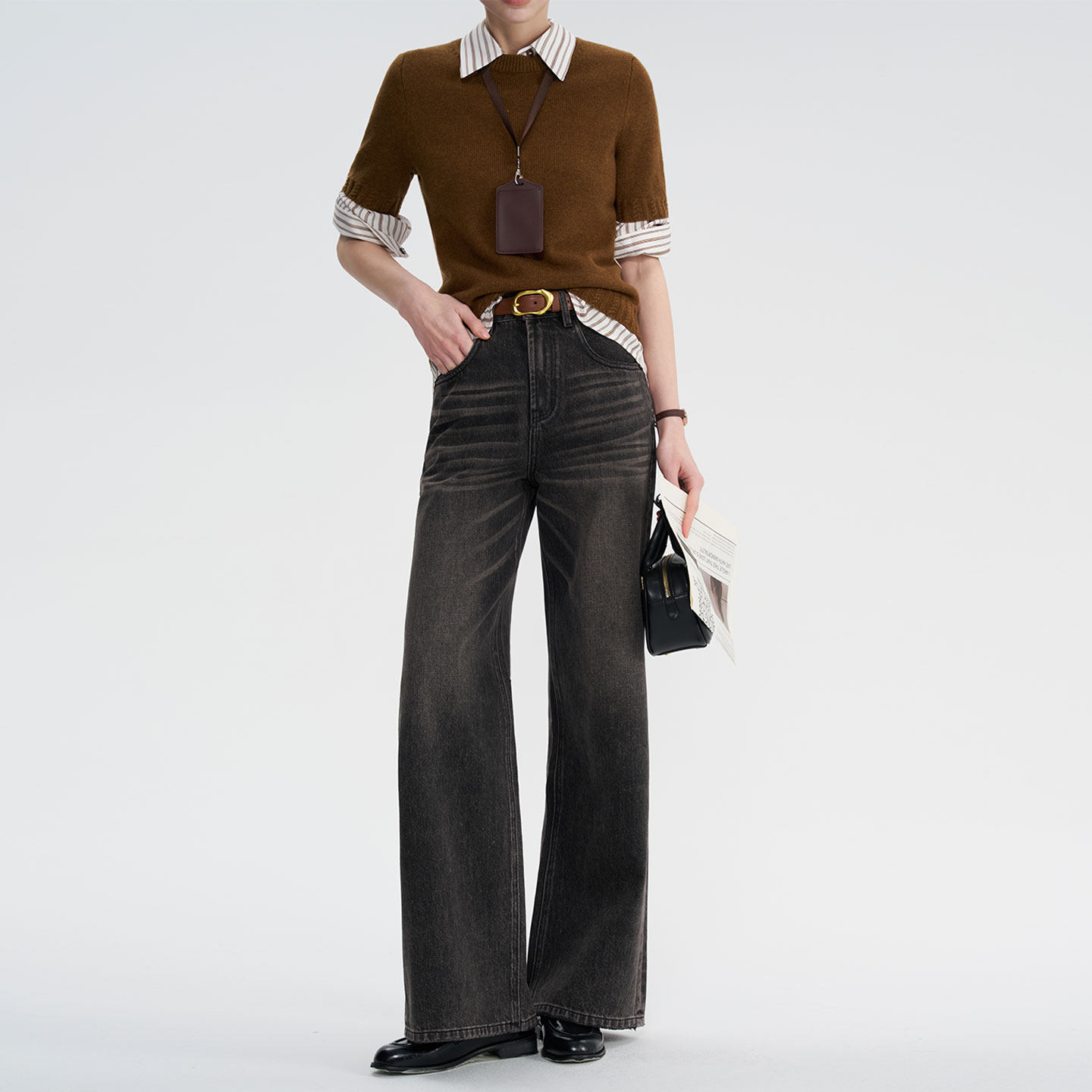 Fluce高腰阔腿黑色牛仔裤女2026春季新款时尚复古宽松拖地长裤子,女装/女士精品,牛仔裤,淘宝优惠券,粉丝福利购,淘宝优惠卷