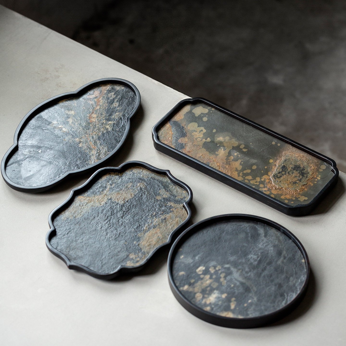 侘寂风茶盘小型茶托盘家用壶承岩石面板干泡盘竹制底壶垫托盘,餐饮具,茶盘,淘宝优惠券,粉丝福利购,淘宝优惠卷