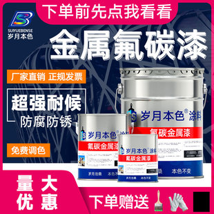 氟碳漆金属漆户外栏杆铁门镀锌钢管防腐防锈黑色油漆底面专用银粉