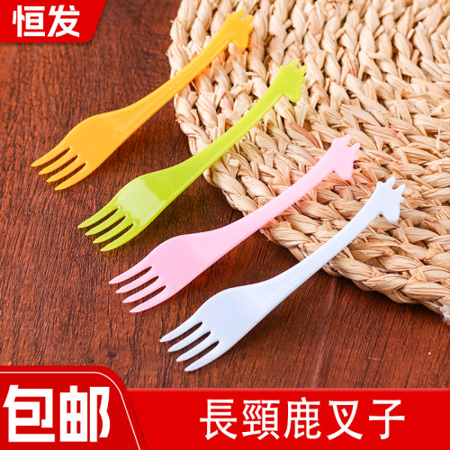 水果叉儿童蛋糕叉创意可爱长颈鹿
