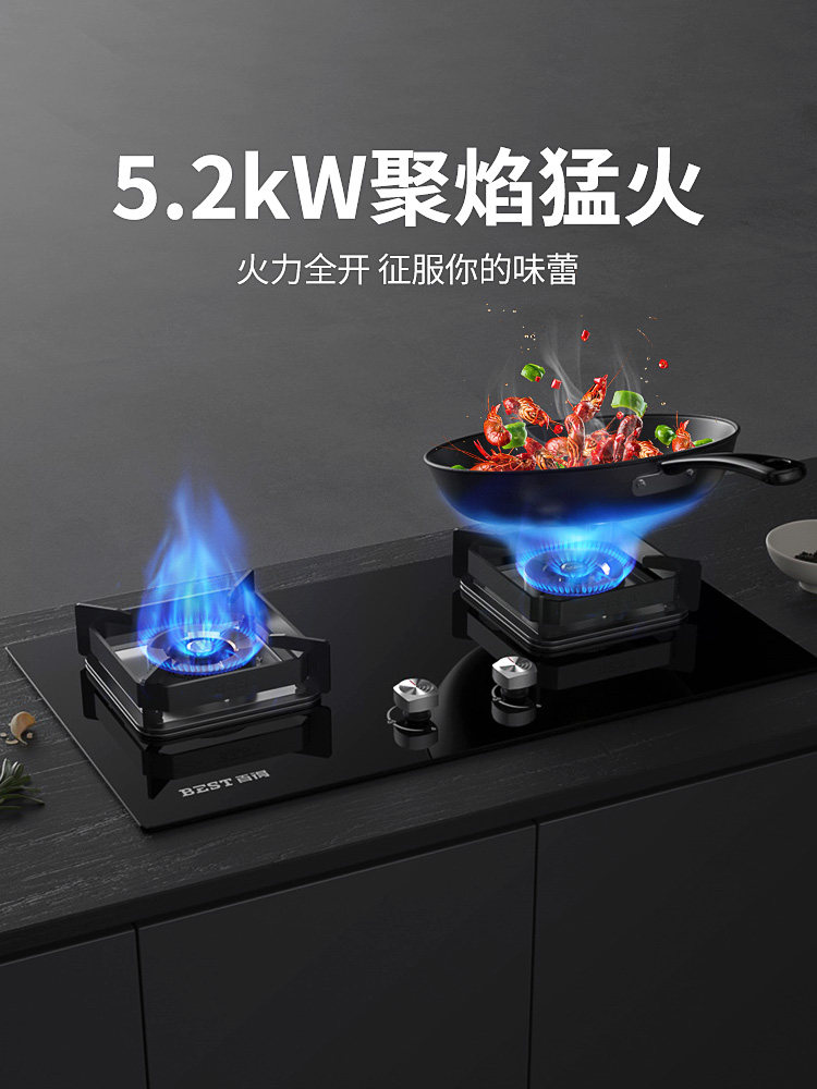华帝百得 qe52燃气灶双灶家用天然气炉具液化气猛火厨房煤气灶