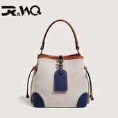 DR&WQ拼接水桶包夏包包新款 大容量时尚 百搭潮女包链条单肩斜挎包