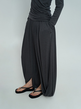 RUNERUHE胶囊系列独立设计师品牌设计师款显瘦反折弧形褶皱长裤