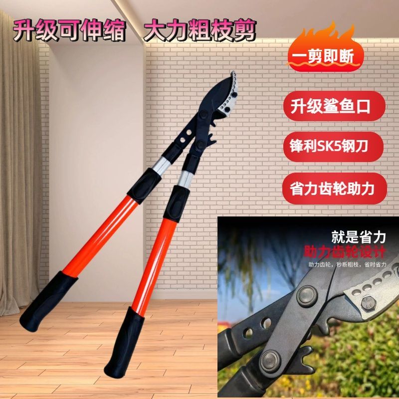进口钢刀大力剪果树高枝剪修枝剪子粗枝剪齿轮强力伸缩大剪刀园林