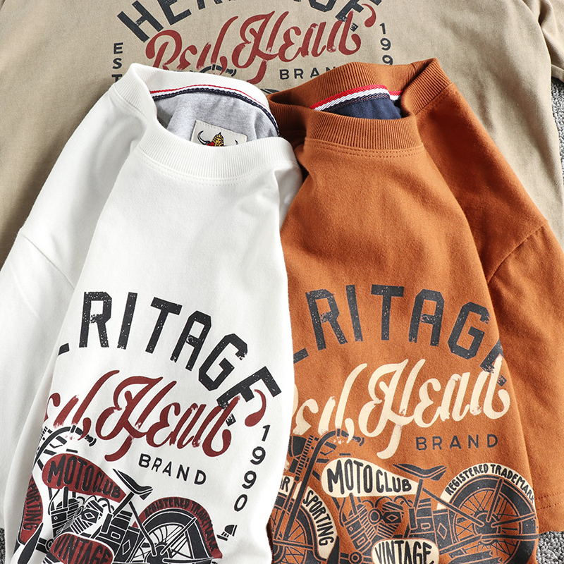 阿美咔叽短袖T恤男美式复古青年