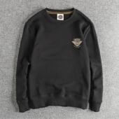 代购 400G重磅水洗毛圈棉圆领卫衣男简约印花美式 复古潮流套头上衣