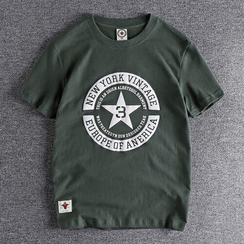 百搭磨毛印花纯棉短袖