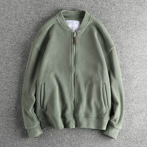 秋冬美式复古加厚摇粒绒棒球服男