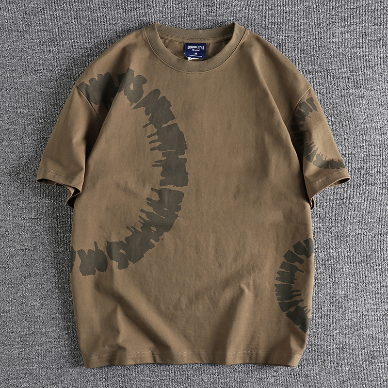 美式设计感印花全棉水洗休闲短袖