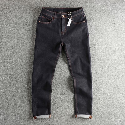 美式复古重磅潮流小直筒牛仔裤男
