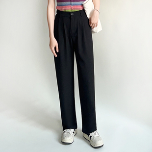 黑色西装 胖mm大码 阔腿裤 女春季 120斤 小个子显瘦垂感休闲裤 大杨