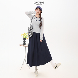 微胖女早秋撞色假两件打底上衣显瘦 韩系正肩t恤长袖 120斤 大杨