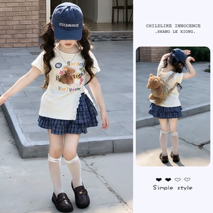 女童夏装套装格子蛋糕裙子夏季2026新款儿童高级感夏季韩系两件套