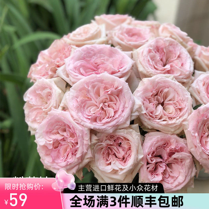 同城严选鲜花速递昆明精选花材粉荔枝玫瑰花有香味家庭插花10支_虎窝淘