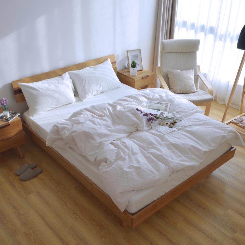 全棉日式简约酒店纯棉水洗棉纯色白色床单床笠被套床上用品四件套