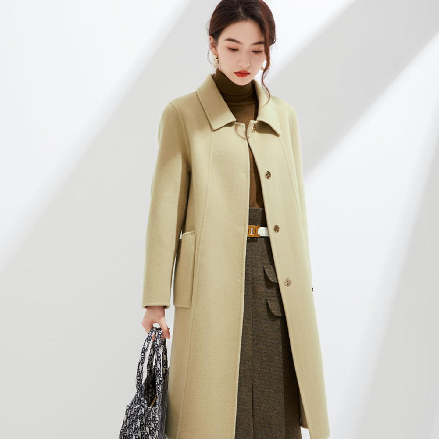 新年修身高端双面呢羊绒大衣女2026秋冬新款纯羊毛大衣毛呢子外套
