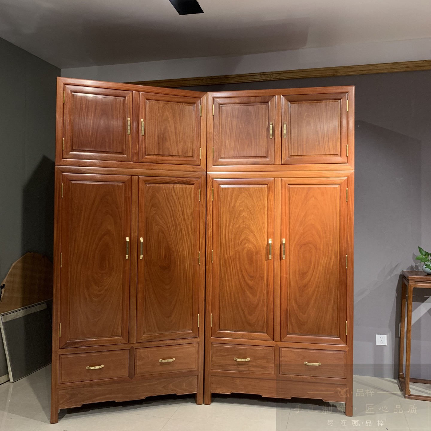 宋式风格全原木衣柜红木顶箱柜花梨刺猬紫檀香花梨全实木大衣柜