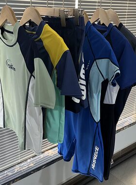 140-170中大童连体泳衣儿童男孩青少年连体平角训练速干游泳衣