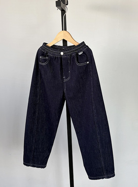 一等童品 130-170中大童加厚加绒男童牛仔裤冬装保暖学生长裤子