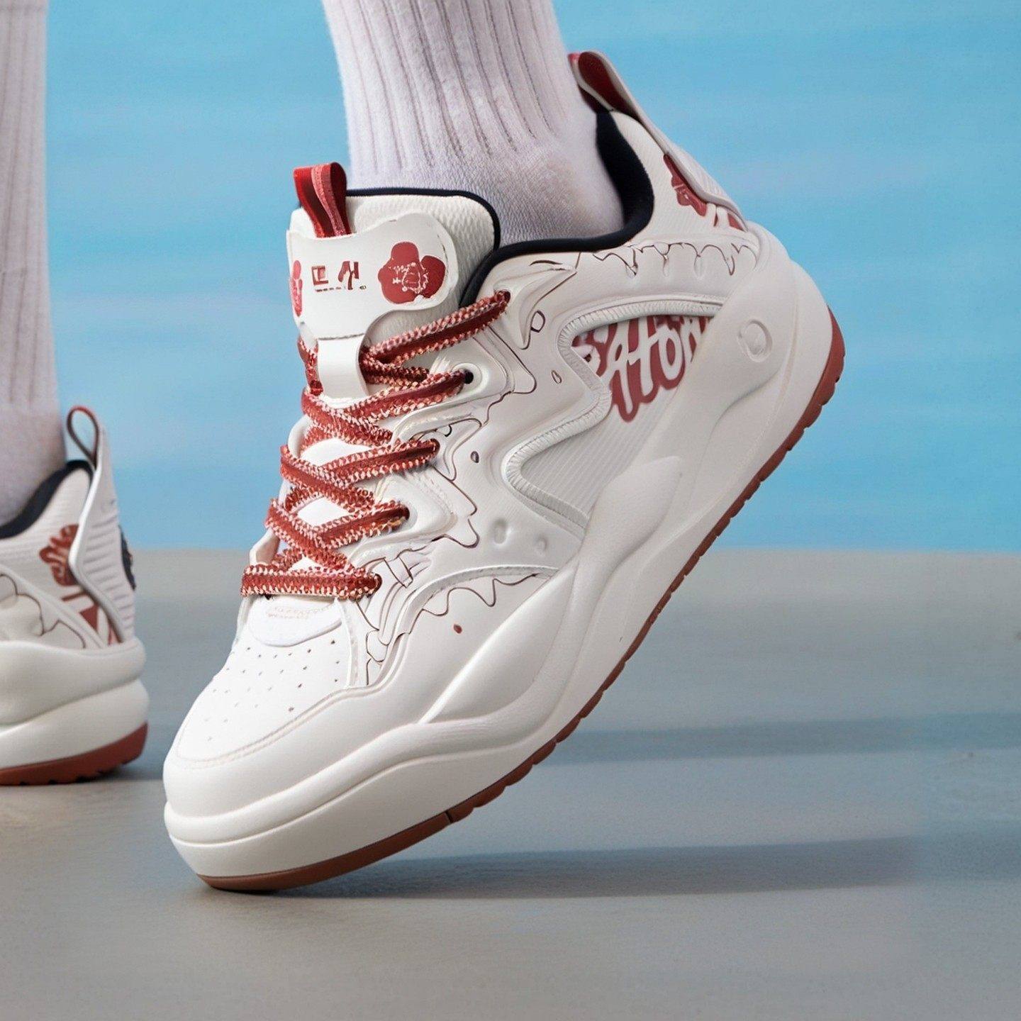 特步新春系列板鞋系带休闲运动鞋低帮小白鞋圆头百搭款复古休闲,运动鞋new,跑步鞋,淘宝优惠券,粉丝福利购,淘宝优惠卷