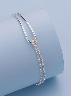 深圳旭佳足银990链条几何手链女轻奢设计感韩式百搭极简线条扭结