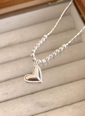 深圳旭佳S990纯银爱心转运珠项链女轻奢小众毛衣链2024新款爆款