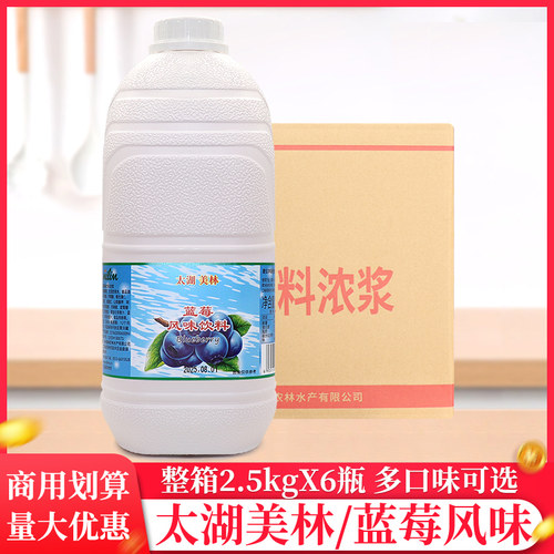 整箱太湖美林蓝莓饮料2.5kg/瓶奶茶店浓缩果汁果茶冲饮商用原料