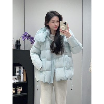 韩系云朵泡芙连帽羽绒服女小个子2025冬季新款超好看90白鸭绒外套