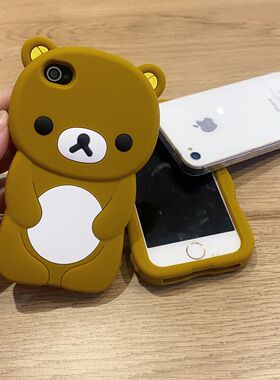 可爱呆萌卡通立体轻松熊苹果4S手机壳5se硅胶全包软XSXRXSMAX女13ProMAX苹果16Pro141512保护套7plus可爱卡通