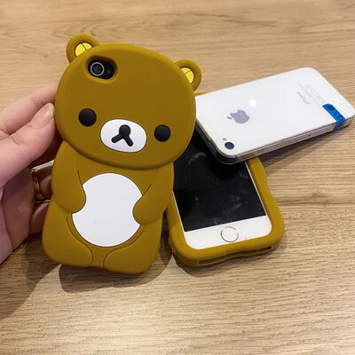 可爱呆萌卡通立体轻松熊苹果4S手机壳5se硅胶全包软XSXRXSMAX女13ProMAX苹果16Pro141512保护套7plus可爱卡通