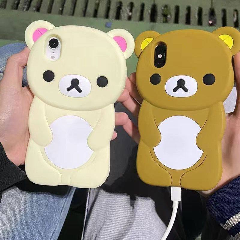 可爱呆萌轻松熊适用于苹果13ProMAX手机壳苹果16Pro141512硅胶苹果4G5s手机壳xs/xr保护套7/8plus可爱卡通se2