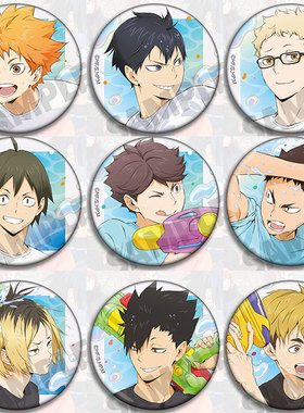 排球少年夏日玩水战动漫周边吧唧挂件徽章胸章日向飞雄月岛彻研磨