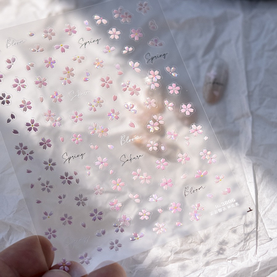 tomoni美甲烫金贝壳光贴纸樱花Sakura日系小清新指甲装饰品贴花