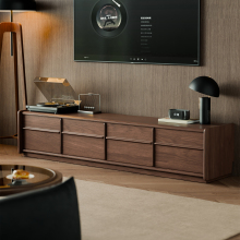 实木中古风电视柜客厅家用骨骼线电视机柜2025新款轻奢组合落地柜