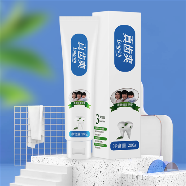 正品隆力奇真齒爽200g清新綠茶牙膏*2支