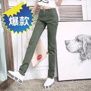 2016春秋新款女装弹力女休闲裤小直筒裤长裤大码显瘦纯棉女裤子