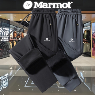 土拨鼠户外运动裤男女款秋冬加绒加厚保暖休闲裤大码宽松直筒长裤