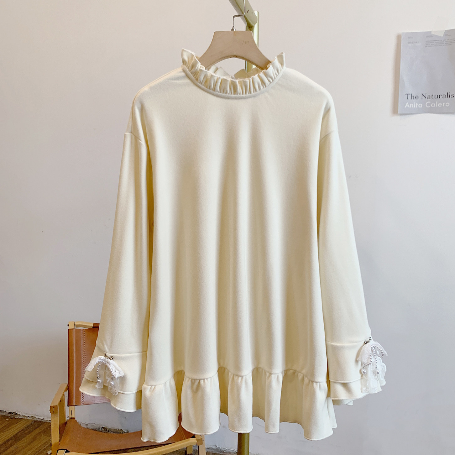 C5496磨毛德绒蝴蝶结荷叶边立领长袖T恤,女装/女士精品,T恤,淘宝优惠券,粉丝福利购,淘宝优惠卷