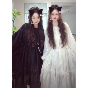 早春漂亮连衣裙韩版 宽松剪腰侧蝴蝶结系带娃娃领裙子女